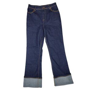 House Of Harlow Bootcut Cuffed Dark Wash Retro Style High Rise Jeans 28x29.5 NWT